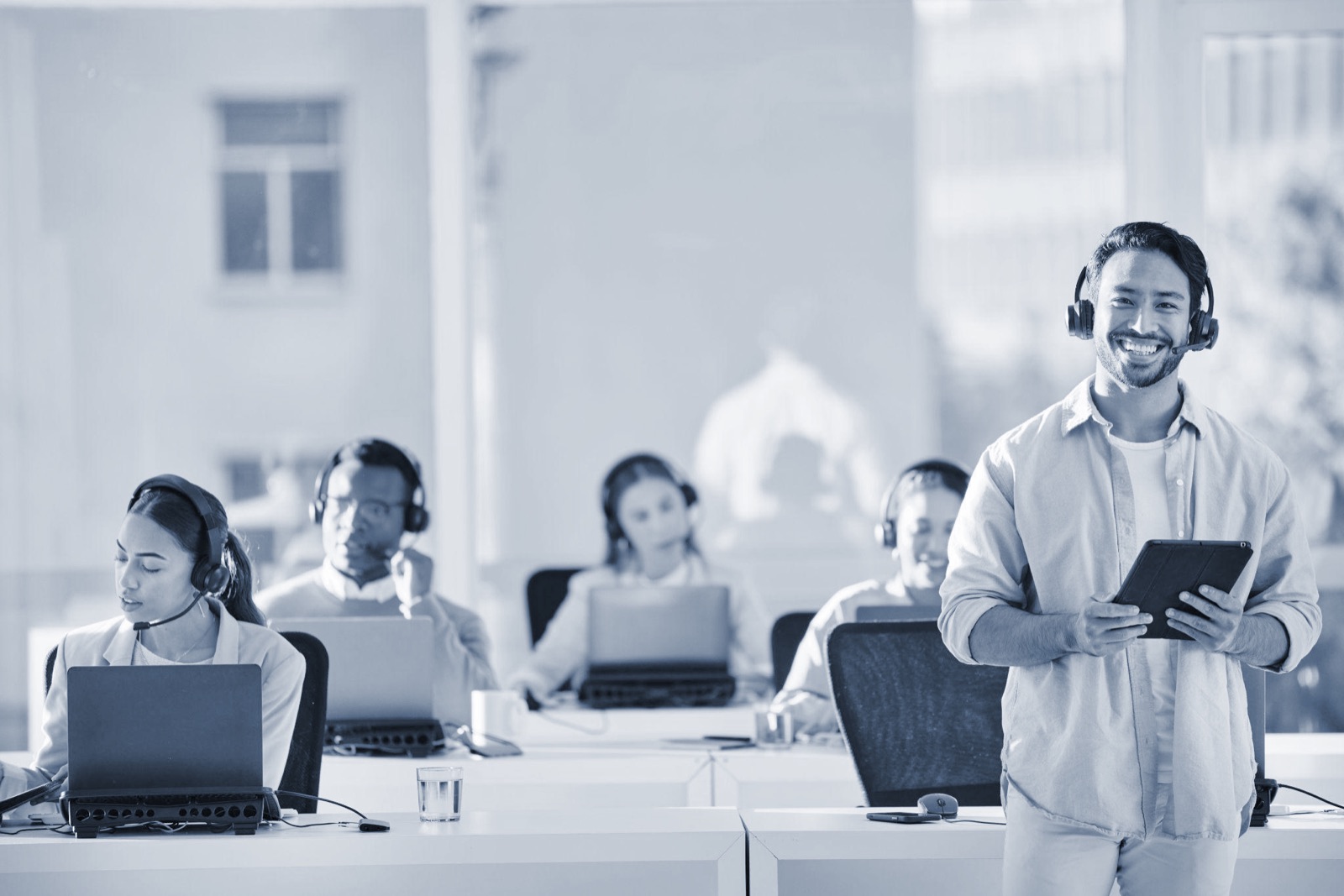 Agents on a Derby BPO contact centre floor